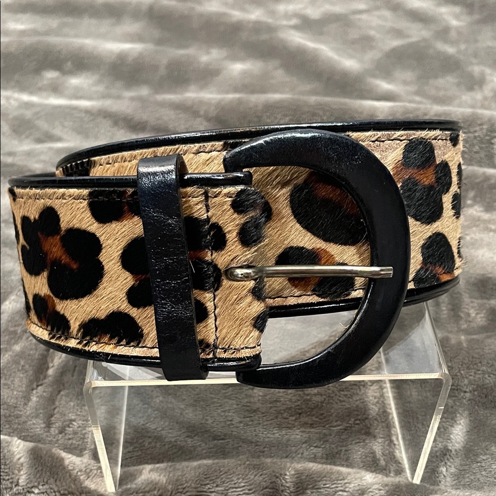 Saks Fifth Avenue Animal Print Belt with Dark Buckle